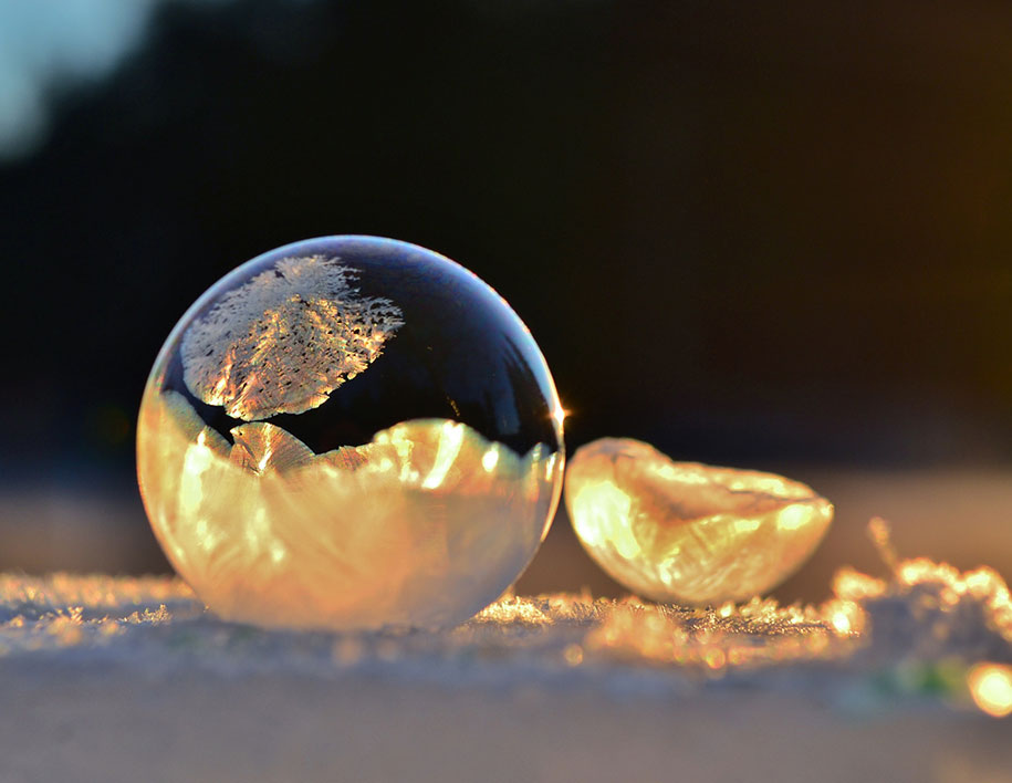 Frozen in a Bubble: Photographs of Soap Bubbles Freezing at -9 °C by