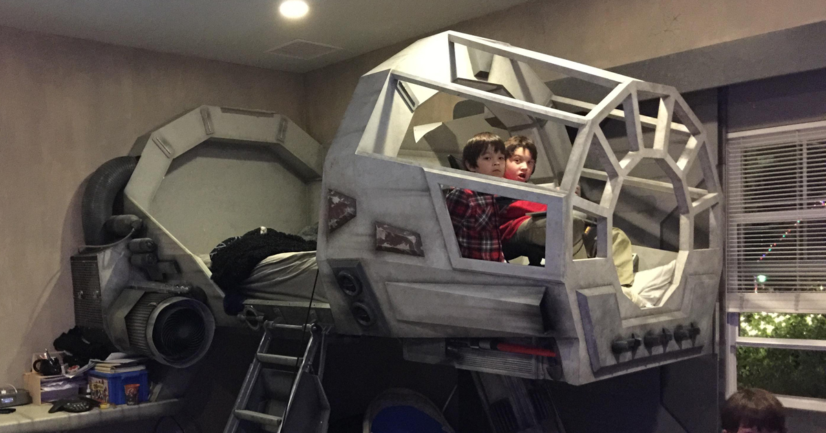 Creative Dad Makes His Son An Epic Star Wars Millennium Falcon Bed