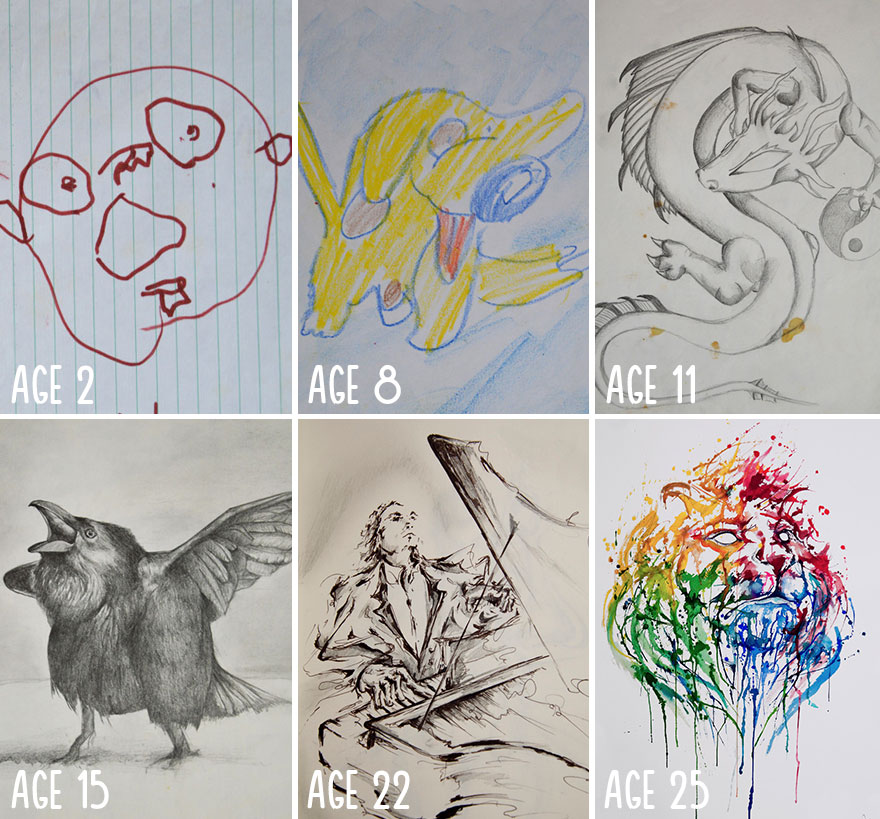 10 Before And After Drawings Prove That Practice Makes Perfect