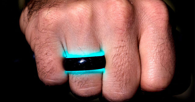 Carbon Fiber Wedding Rings Charged with UV Rays