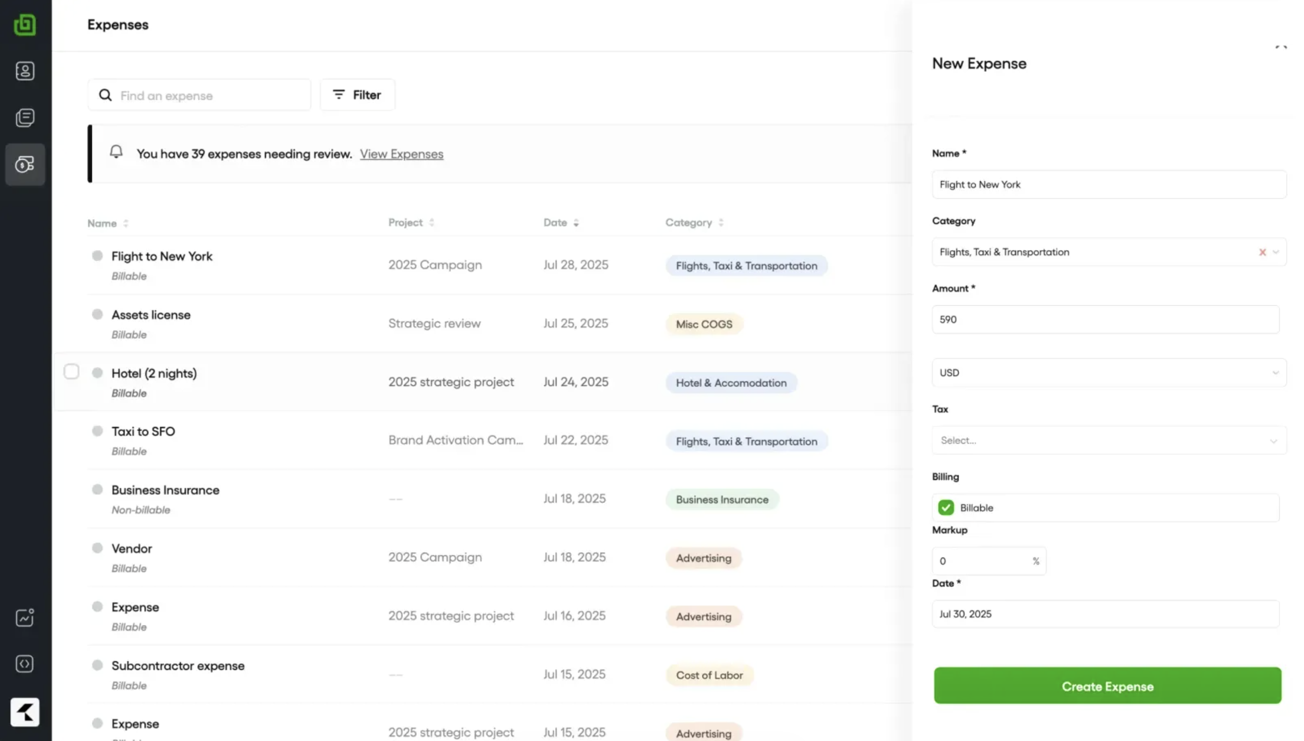 Expense tracking