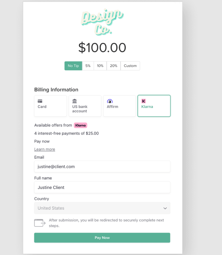 Send invoices, accept payments