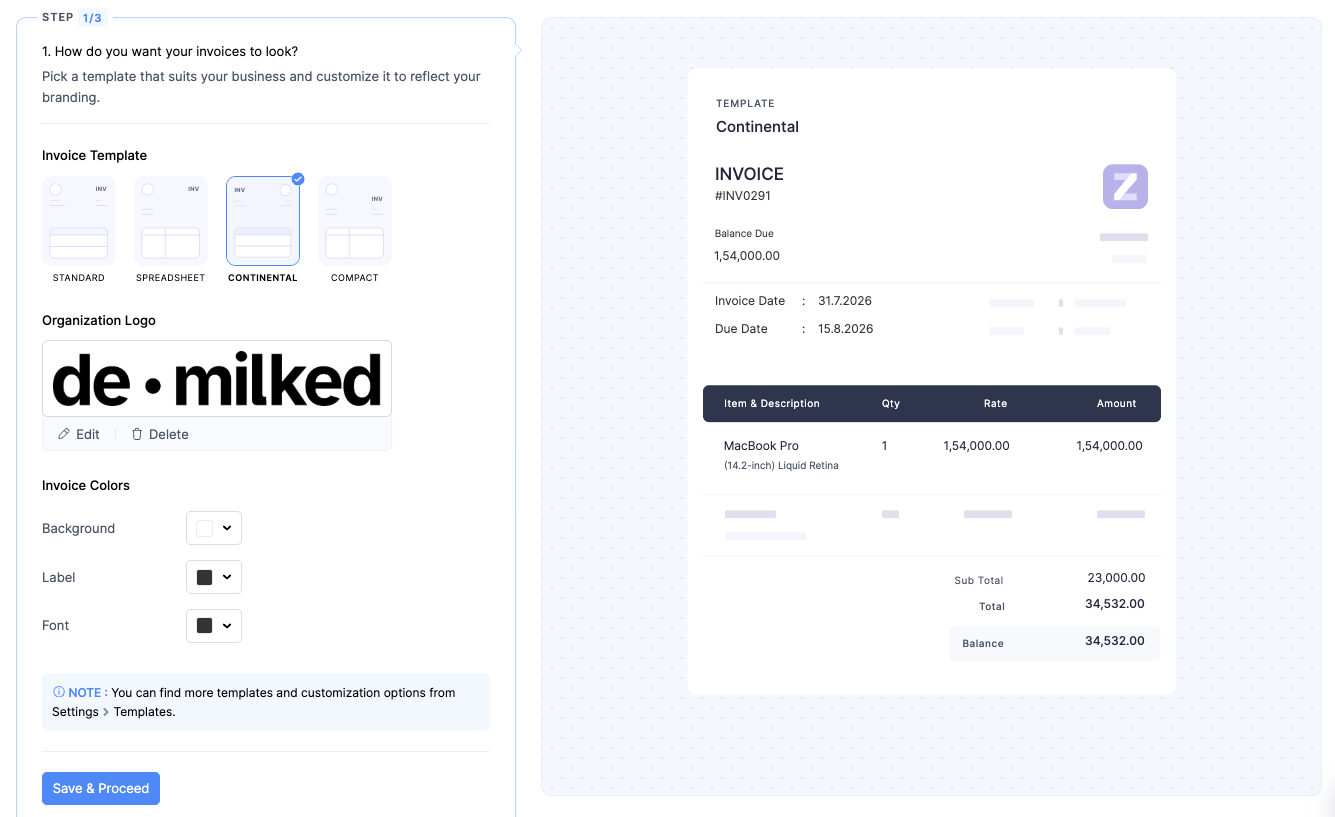 Invoice templates