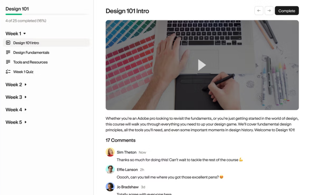 Video courses & content dripping