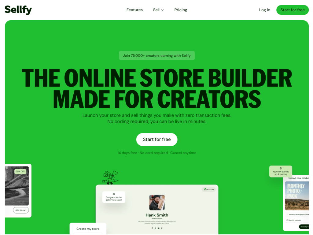 Sellfy screenshot