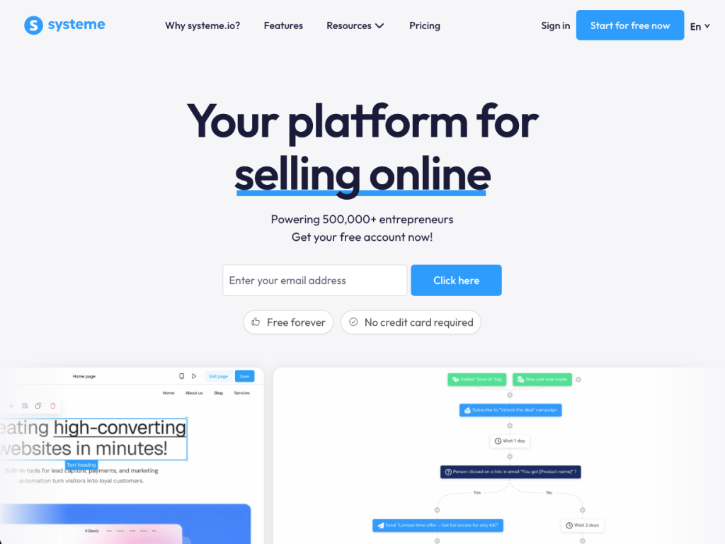 Systeme.io screenshot