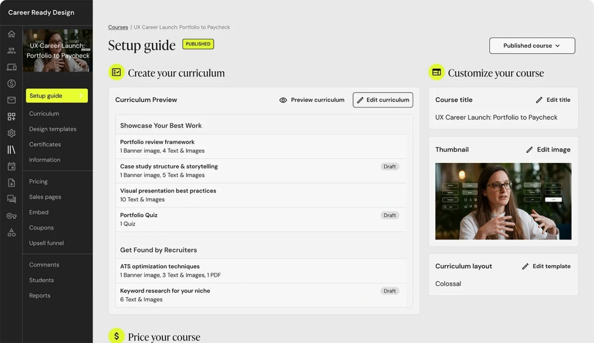 Course builder & student experience
