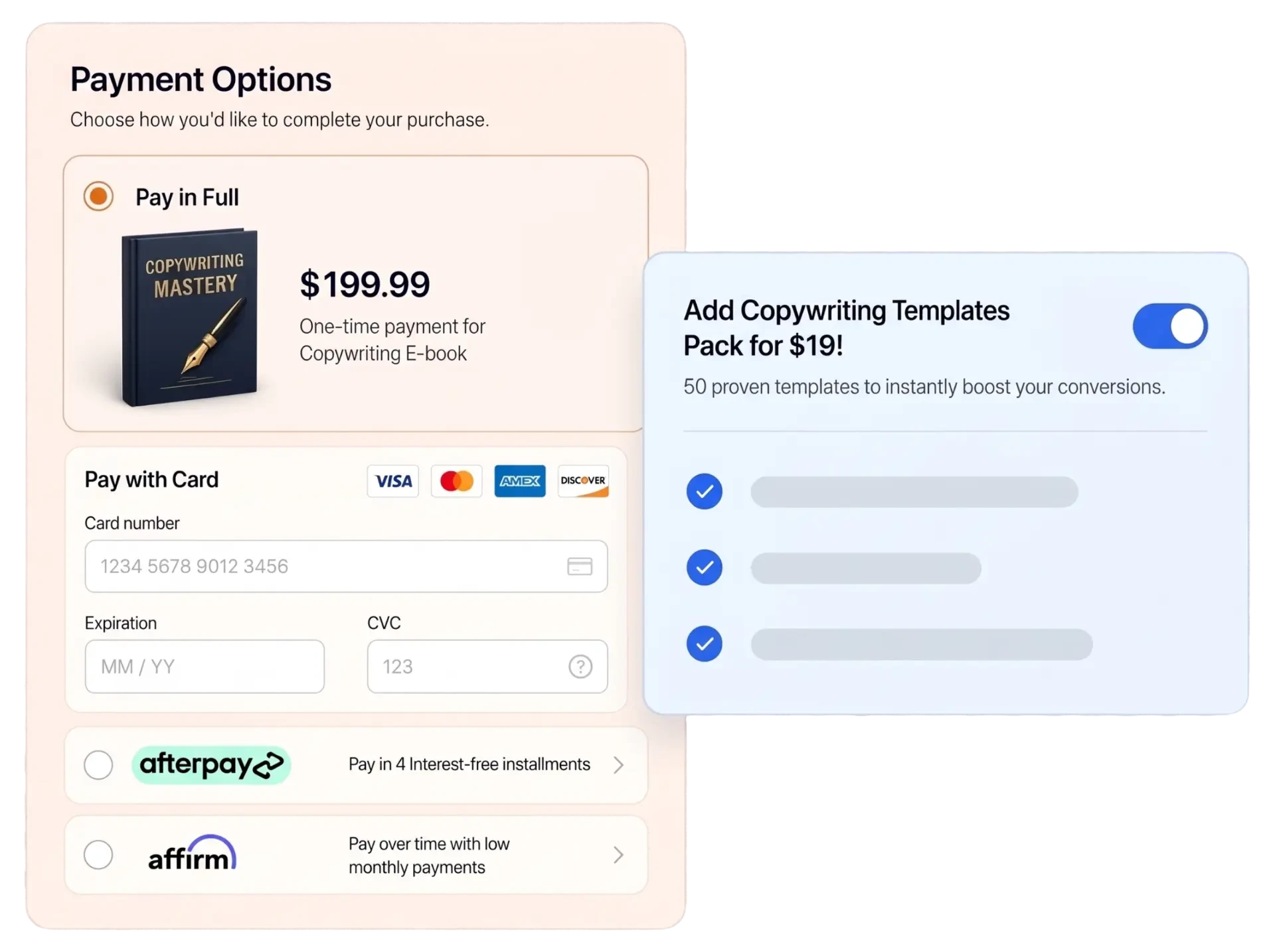 Four payment types