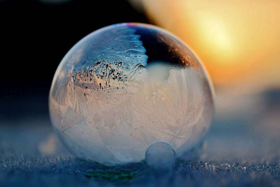 Frozen in a Bubble: Photographs of Soap Bubbles Freezing at -9 °C by