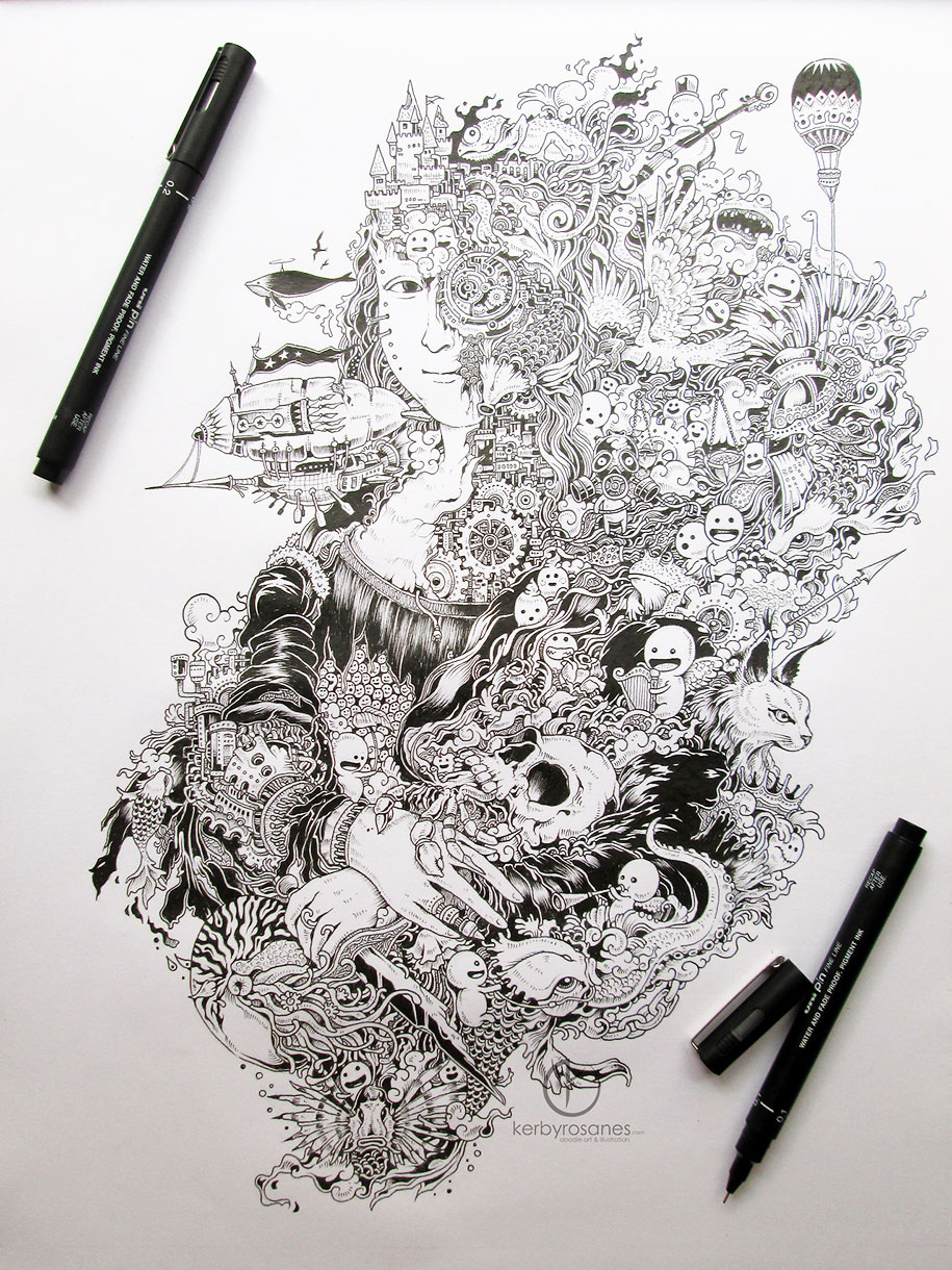Beautifully Detailed Pen Doodles By Artist Kerby Rosanes 