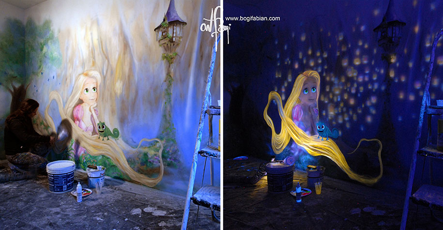 Artist Paints Rooms With Murals That Glow Under Blacklight | DeMilked