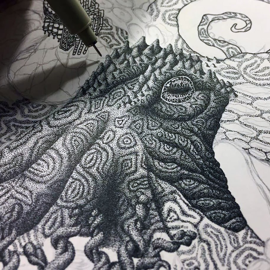 Thousands Of Dots Form Incredibly Meticulous Drawings Demilked