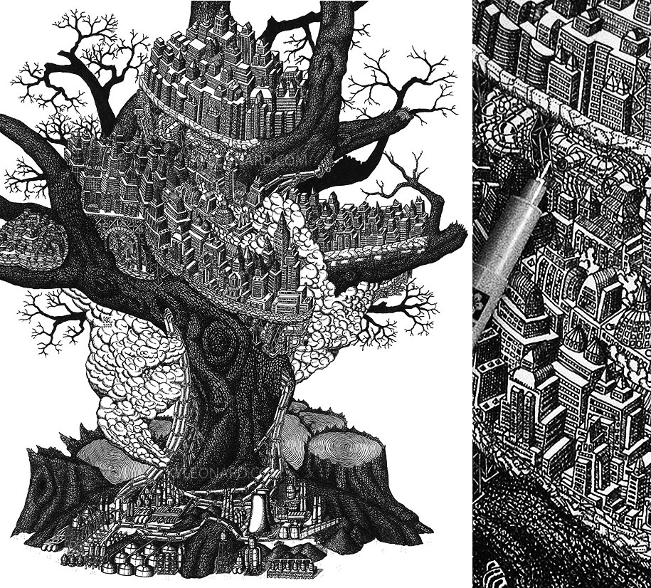 Thousands Of Dots Form Incredibly Meticulous Drawings Demilked