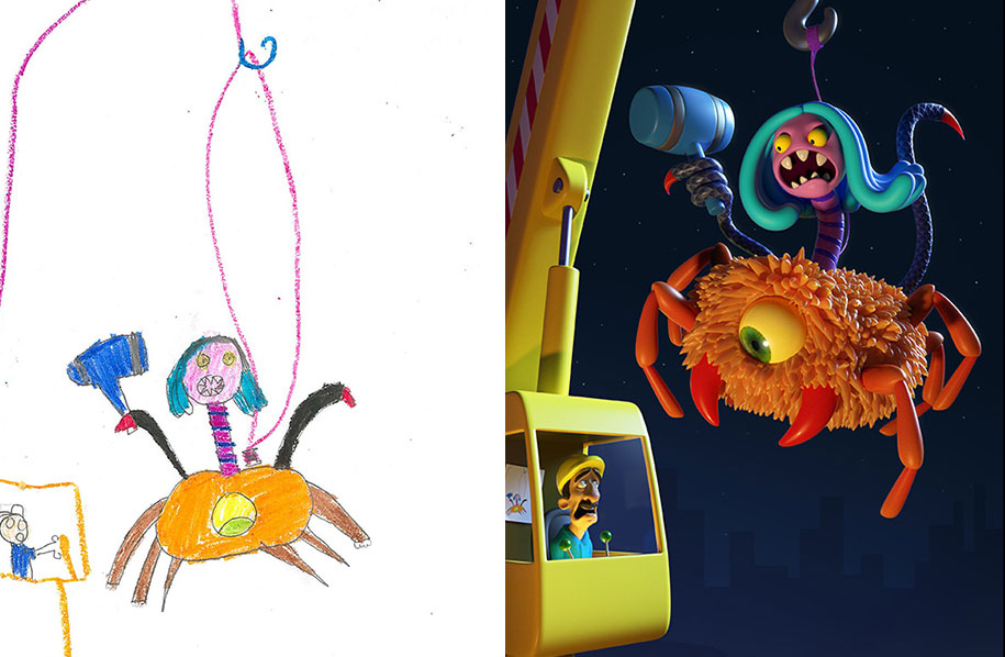 100+ Artists Redraw Kids' Doodles Of Scary Monsters In ...