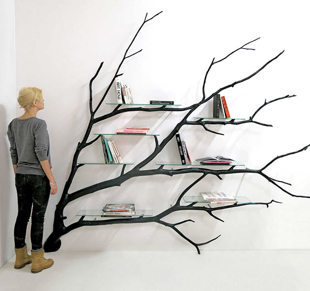 Artist Finds Fallen Branch Makes A Book Shelf Demilked
