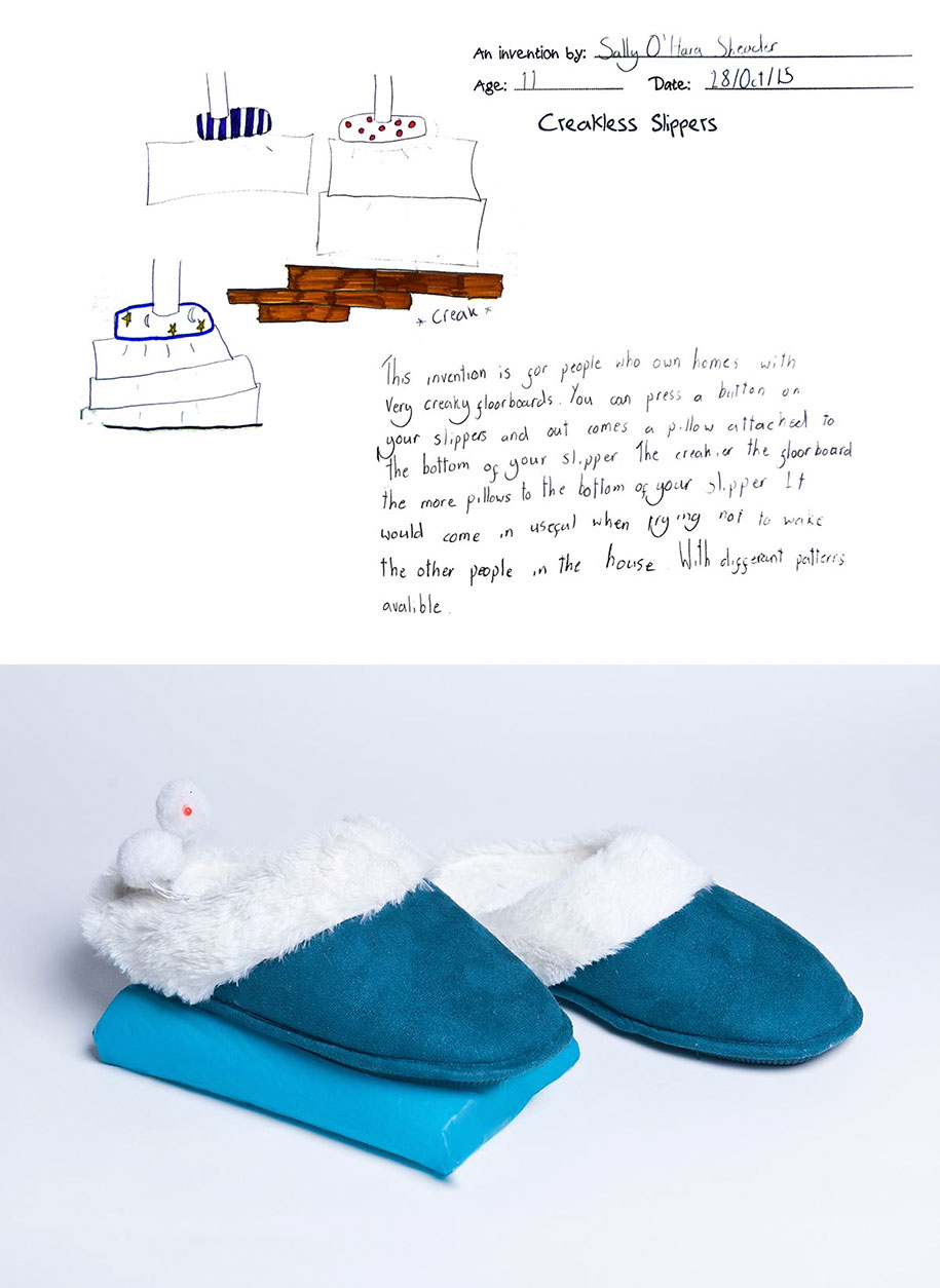 kids' invention drawings turned into usable products