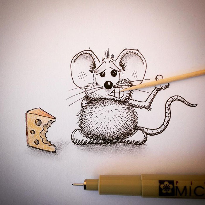 Cute Cartoon Mouse Just Won't Stay Inside The Page DeMilked