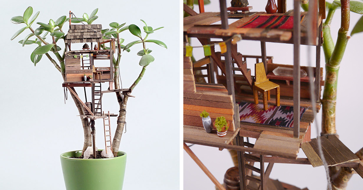  Miniature  Tree  Houses For Plants  Is Perfect Home  For 