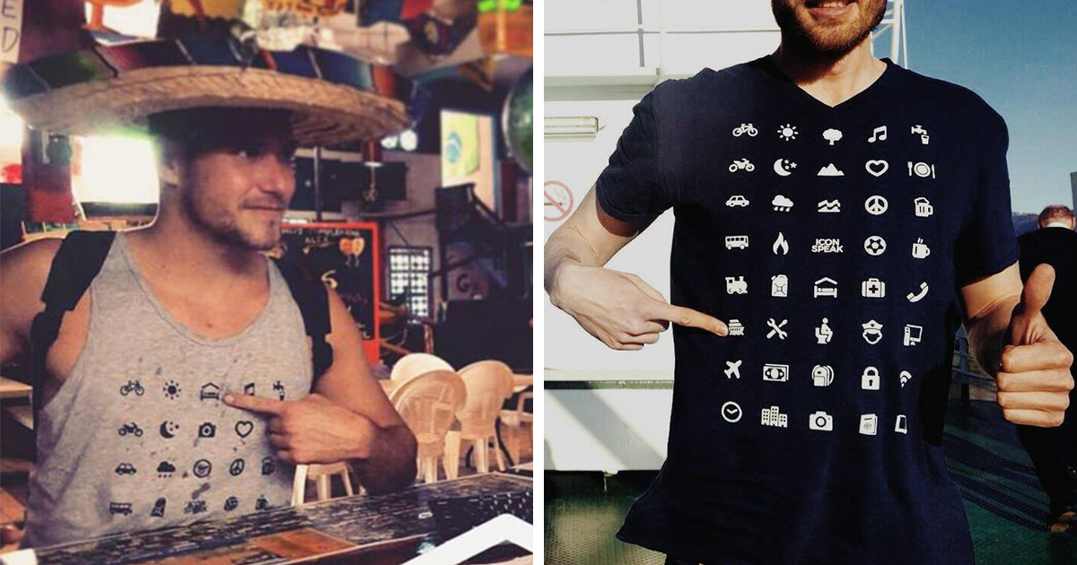 Traveler’s T-Shirt With 40 Icons Will Let You Communicate Easily