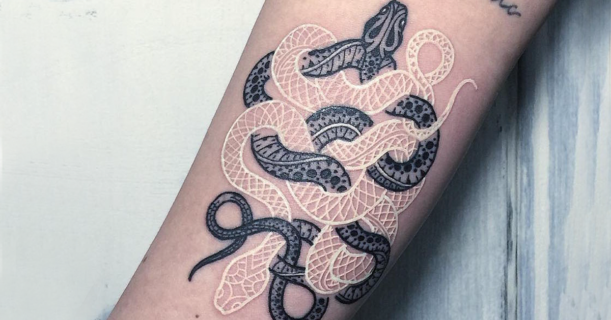 Intricate Black &amp; White Snake Tattoos By Mirko Sata