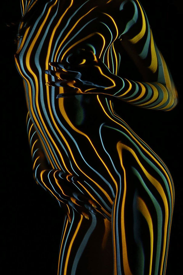 1212 Zebra Woman Nude Stripe Series Photograph by Chris Maher
