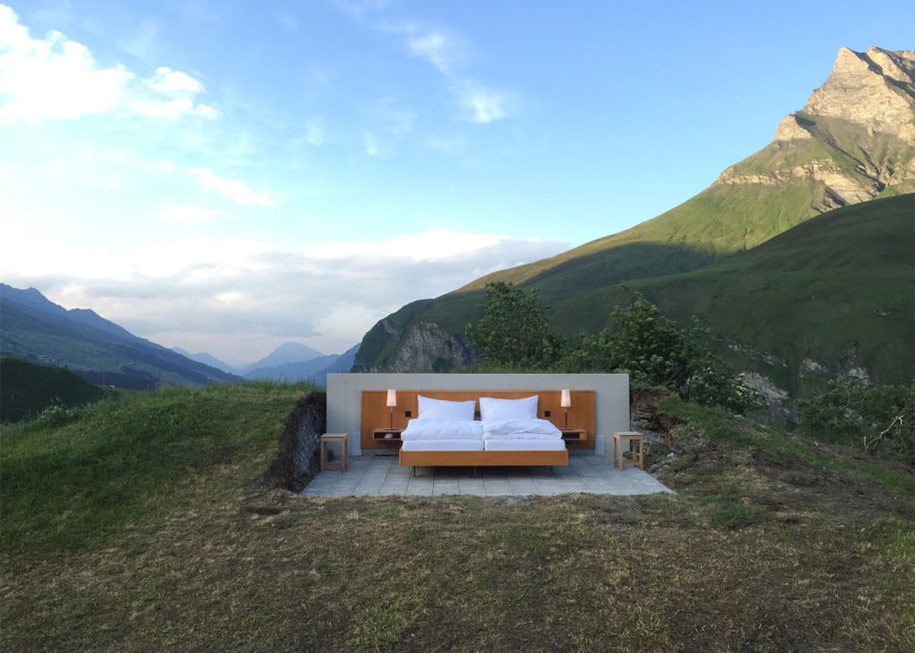 mountain bed suite swiss alps null stern hotel 8 - Dormir literalmente ao ar livre nos Alpes suíços vendo as estrelas