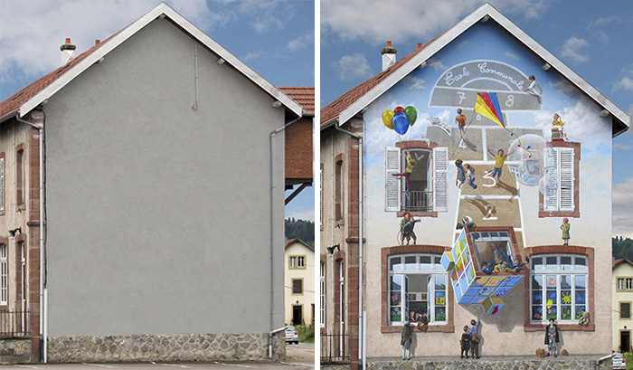 street art hyper realistic fake facades patrick commecy 8 - Artista francês transforma fachadas de prédios em desenhos cheios de vida