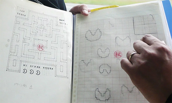 pac man original drawings toru iwatani 1 - O rascunho original que tirou o Pac-Man do papel
