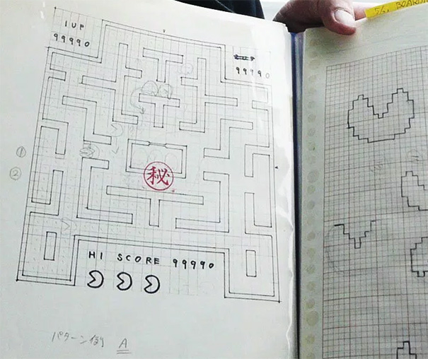 pac man original drawings toru iwatani 5 - O rascunho original que tirou o Pac-Man do papel