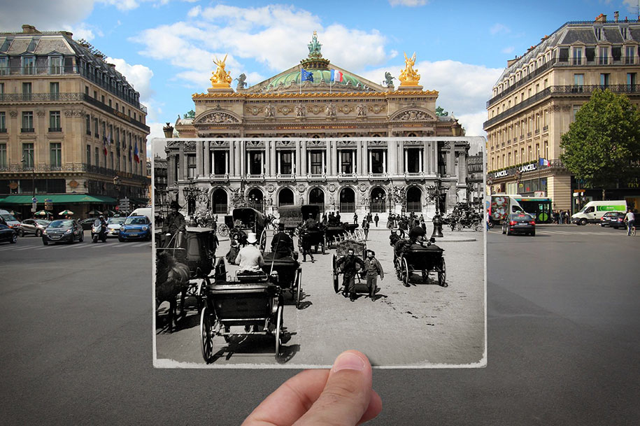 old paris past now photography julien knez 10 - Paris no passado nestas fotos justapostas