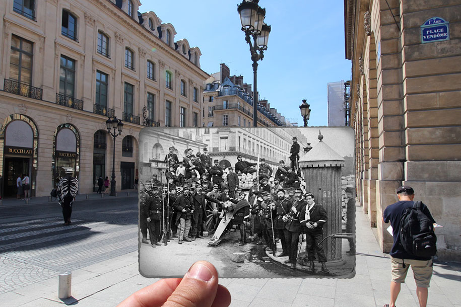 old paris past now photography julien knez 14 - Paris no passado nestas fotos justapostas