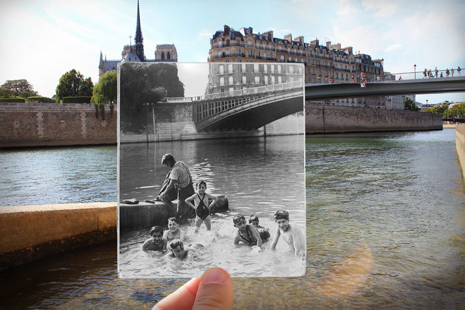 old paris past now photography julien knez 15 - Paris no passado nestas fotos justapostas