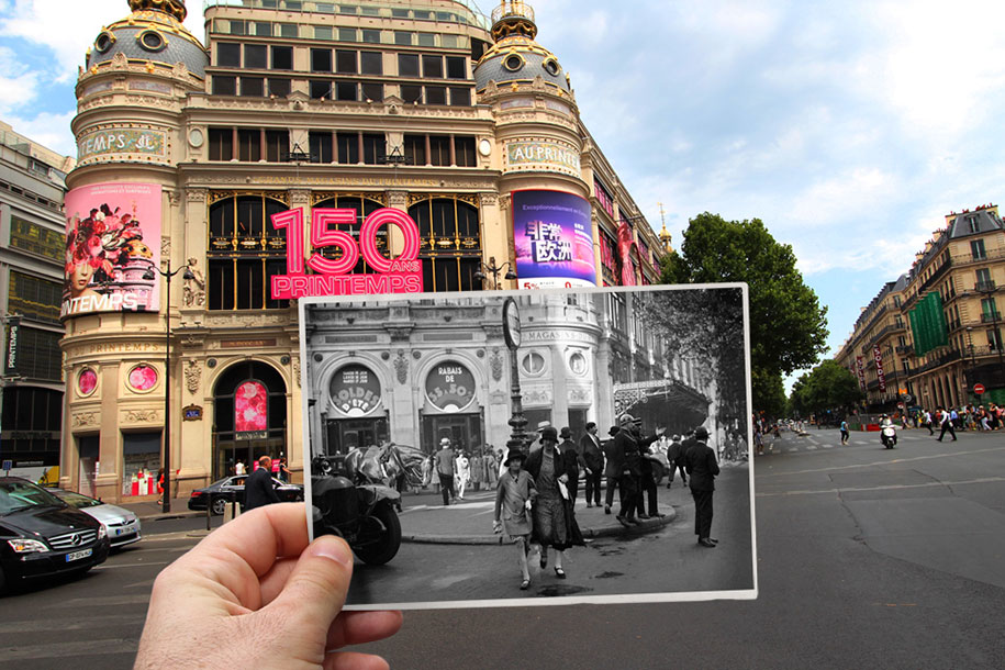 old paris past now photography julien knez 16 - Paris no passado nestas fotos justapostas