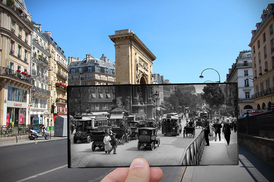 old paris past now photography julien knez 4 - Paris no passado nestas fotos justapostas