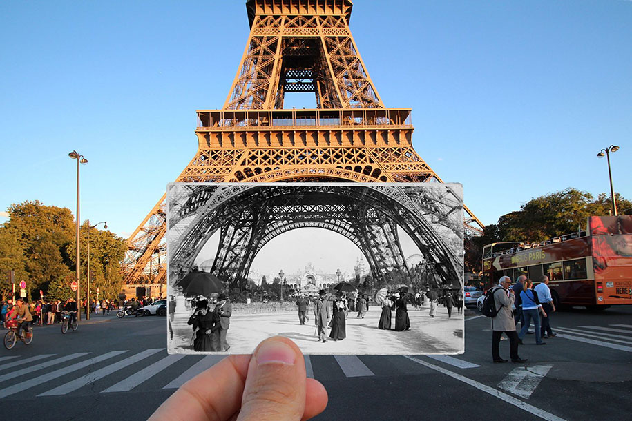 old paris past now photography julien knez 5 - Paris no passado nestas fotos justapostas