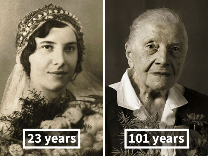 young vs old portraits faces of century jan langer 1 - Impressionante série de retratos: Centenários antes de depois