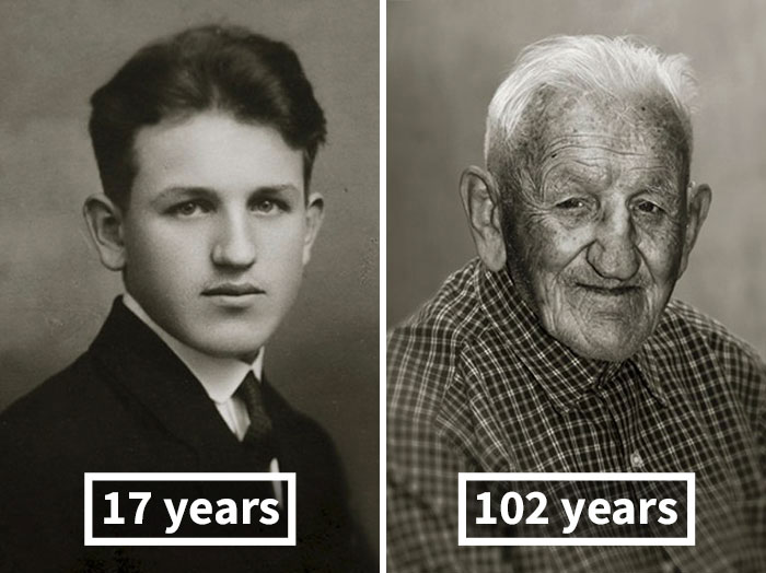 young vs old portraits faces of century jan langer 10 - Impressionante série de retratos: Centenários antes de depois