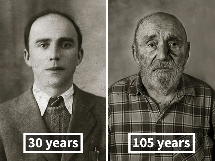 young vs old portraits faces of century jan langer 11 - Impressionante série de retratos: Centenários antes de depois