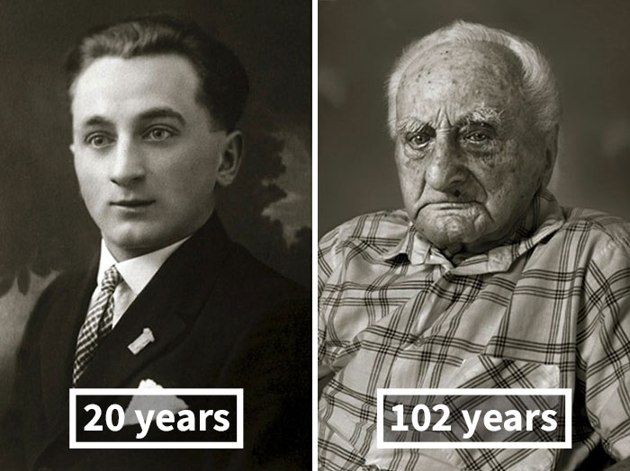 young vs old portraits faces of century jan langer 12 - Impressionante série de retratos: Centenários antes de depois