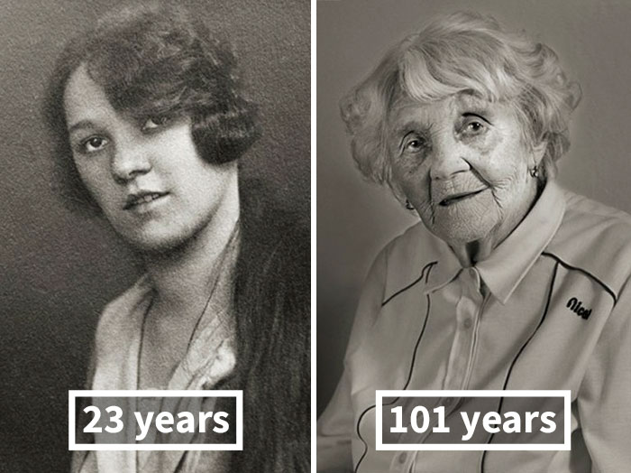 young vs old portraits faces of century jan langer 4 - Impressionante série de retratos: Centenários antes de depois