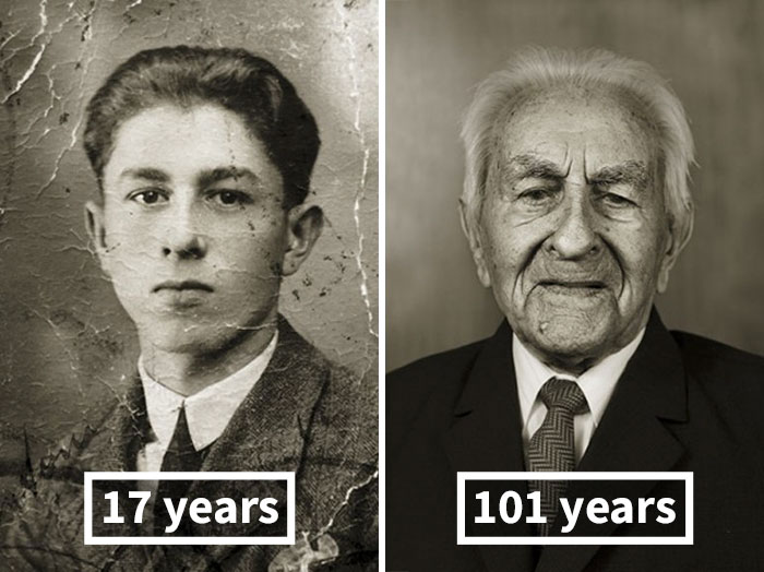 young vs old portraits faces of century jan langer 5 - Impressionante série de retratos: Centenários antes de depois