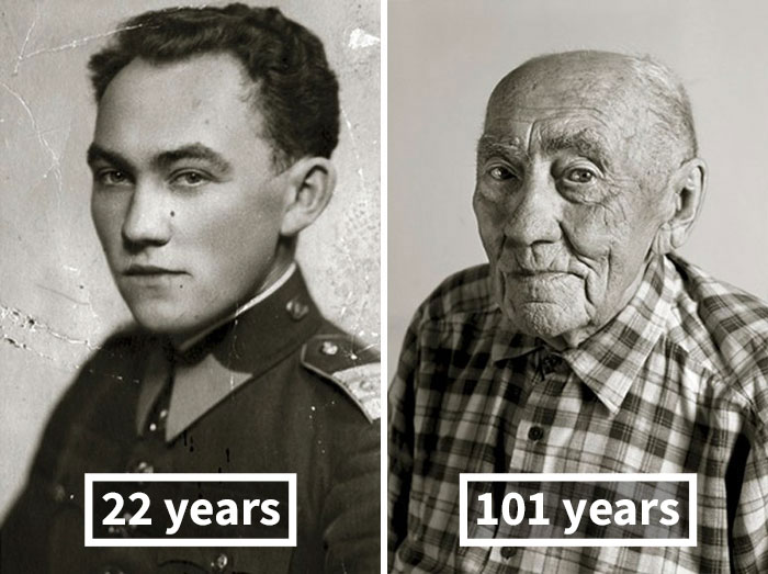 young vs old portraits faces of century jan langer 6 - Impressionante série de retratos: Centenários antes de depois
