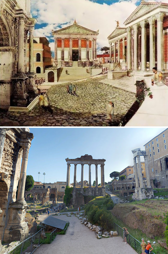 5c9c8347044b1 before after roman buildings structures 5c9a01710d08c  700 - 11 estruturas antigas dos romanos há 2000 anos como seria na época