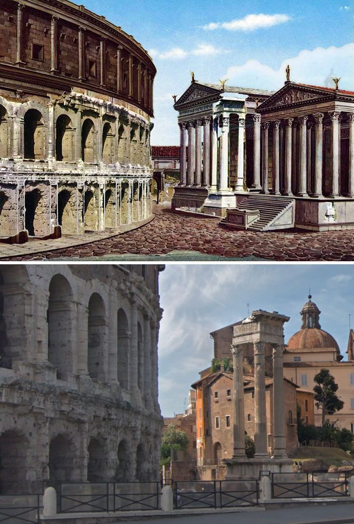 5c9c8347a0883 before after roman buildings structures 9 5c9b48ab2f77e  700 - 11 estruturas antigas dos romanos há 2000 anos como seria na época