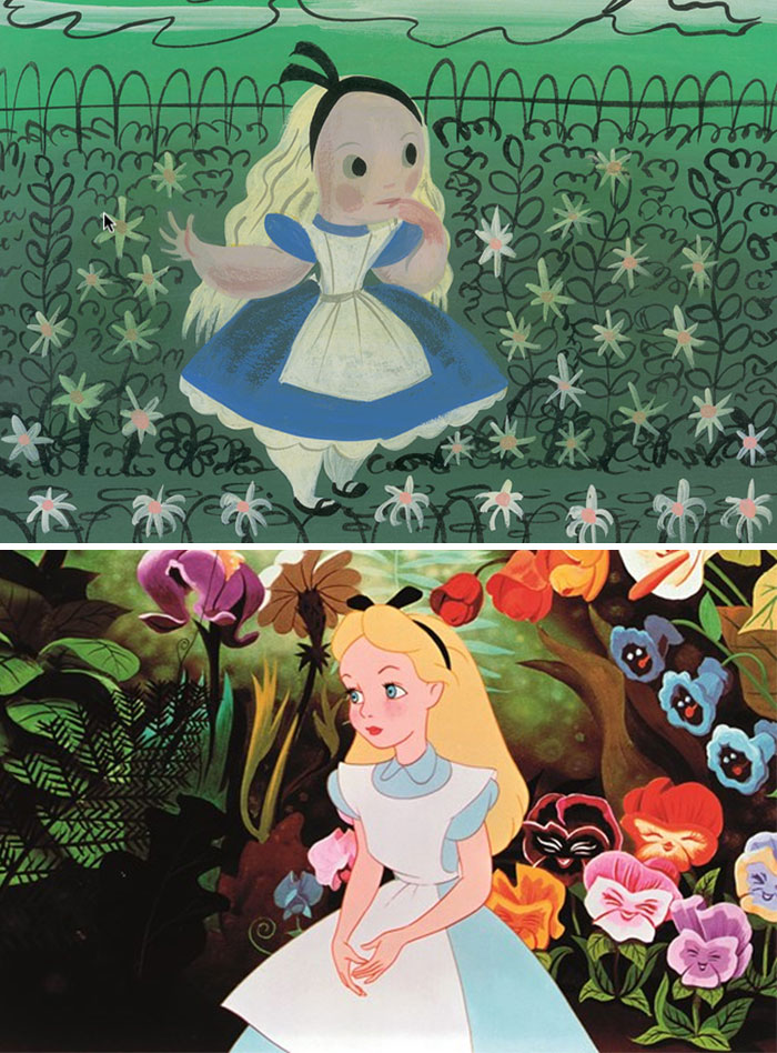 5c9c835d7f296 concept art sketches original compared disney characters 4 5c98a09b2f4ce  700 - Personagens da Disney em comparação com sua arte conceitual original