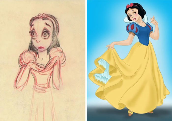 5c9c835f576c1 concept art sketches original compared disney characters 2 5c98933aed173  700 - Personagens da Disney em comparação com sua arte conceitual original