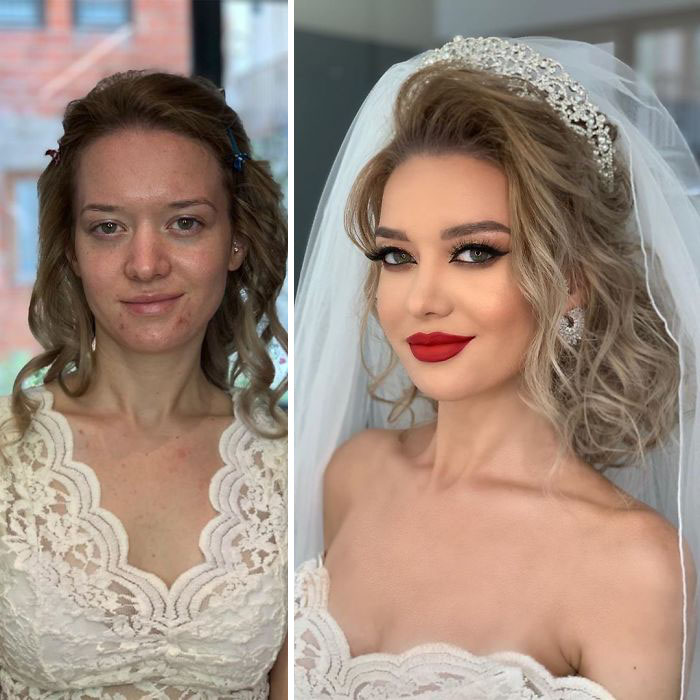 5d4d3da2ca922 bride 9 5d4bd01c3e1fc  700 - 23 lindas noivas antes e depois de sua maquiagem de Casamento