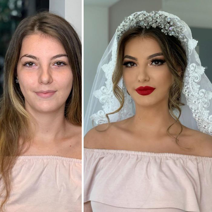 5d4d3da52b22b bride 18 5d4bd02b8f1a3  700 - 23 lindas noivas antes e depois de sua maquiagem de Casamento