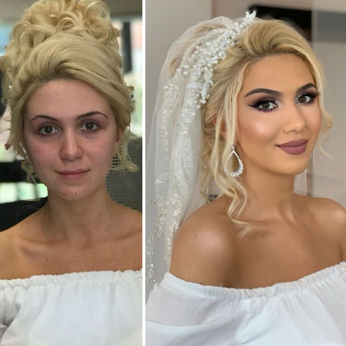 5d4d3da5a0358 bride 20 5d4bd02eb2a06  700 - 23 lindas noivas antes e depois de sua maquiagem de Casamento