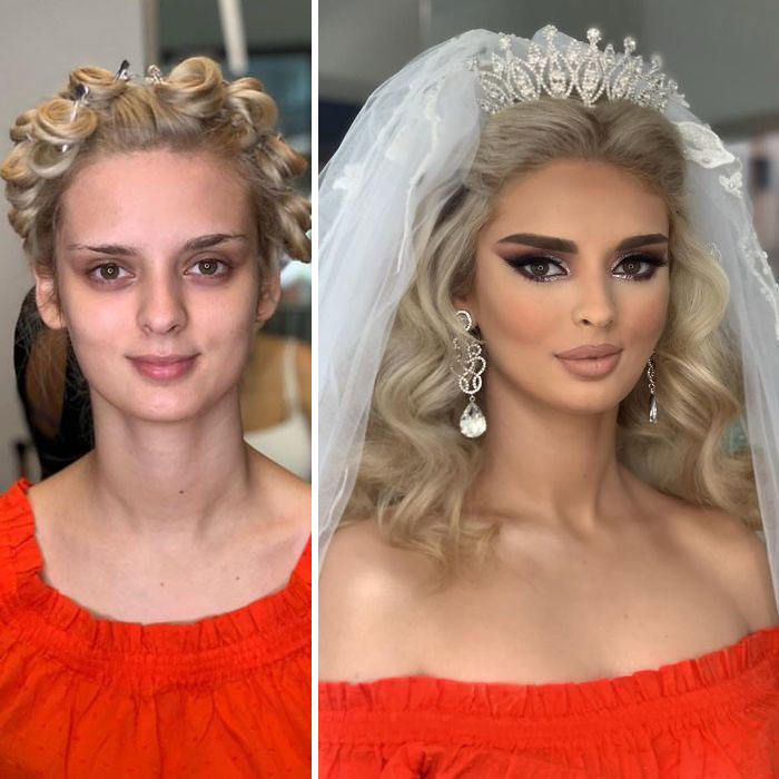 5d4d3da6200c1 bride 22 5d4bd031cef20  700 - 23 lindas noivas antes e depois de sua maquiagem de Casamento